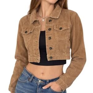 Vintage 2000s Star Jeans Women's Small Tan Corduroy Crop Jacket Y2K
